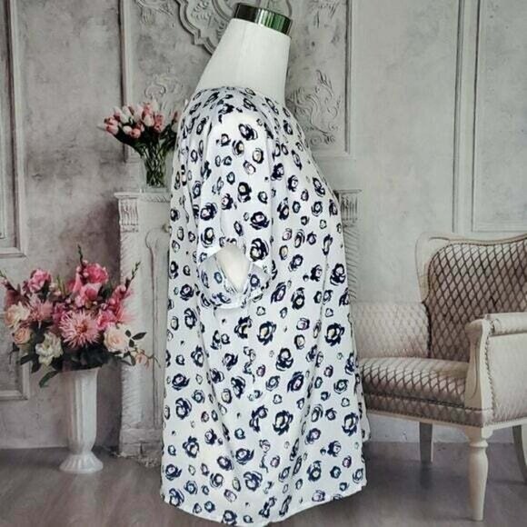 VINTAGE Impressions White Multi-Color Short Sleeve Blouse Size Large Made in USA - Picture 6 of 9